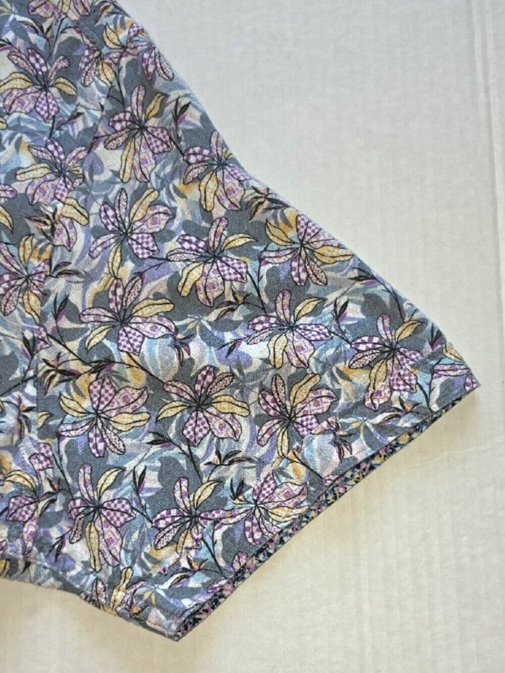Robert Graham Mens Large Light Blue Floral Short Sleeve Button-Down Shirt - Picture 7 of 13